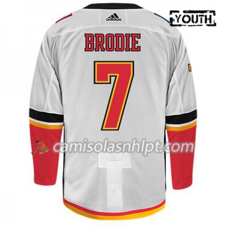 Camisola Calgary Flames TJ BRODIE 7 Adidas Branco Authentic - Criança